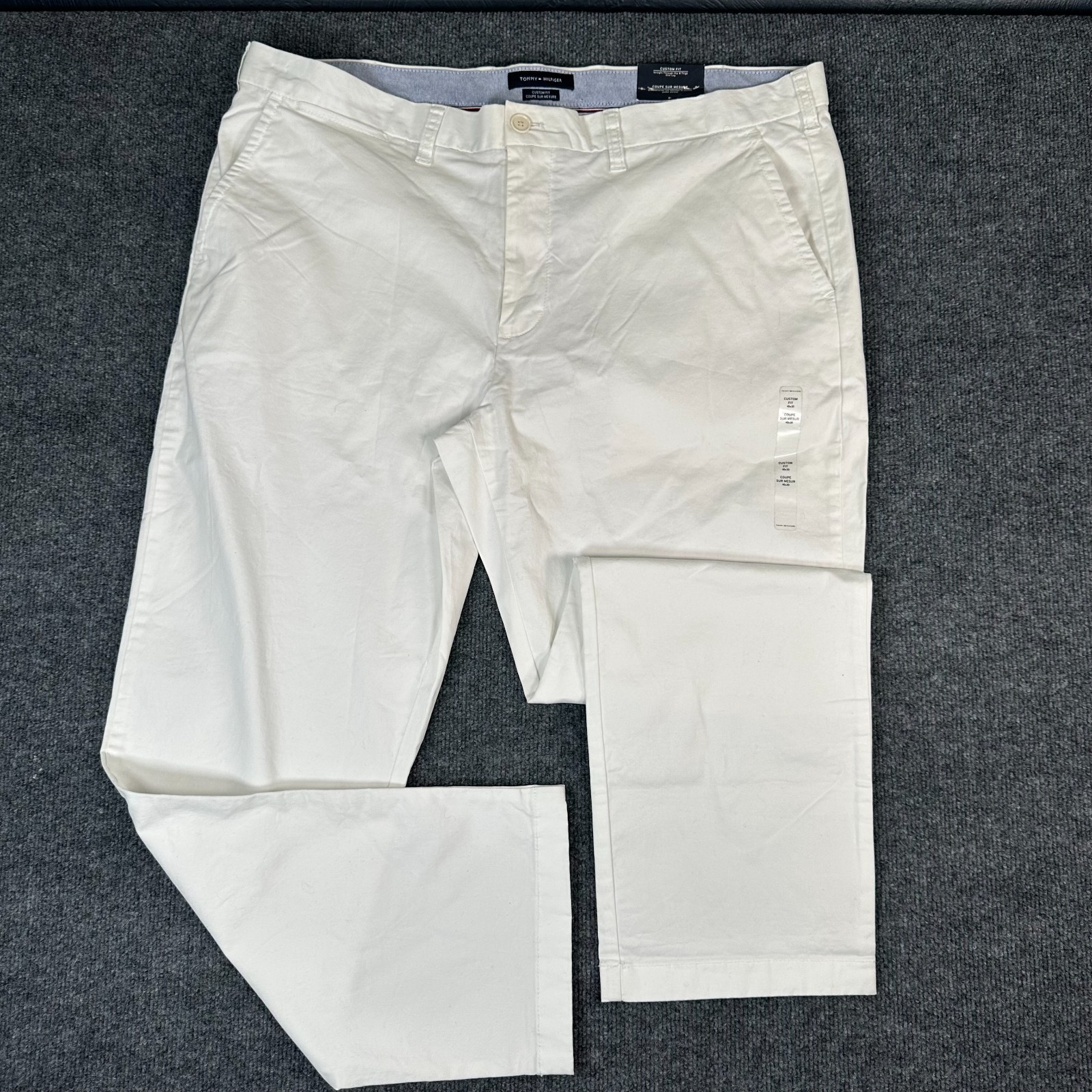 NWT Tommy Hilfiger Men’s White Solid TH Flex Custom Fit Pants Size 40×30