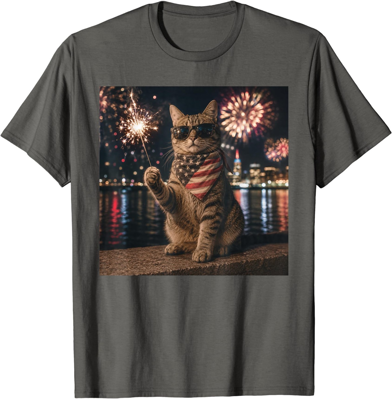 Funny Cat Fireworks Meme Patriotic 4th of July Cat Lovers T-Shirt