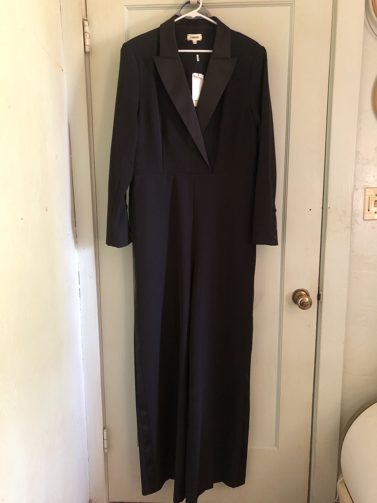L’AGENCE Bora Side Stripe Jumpsuit Pant Suit Cocktail Party Size 14 NWT $825