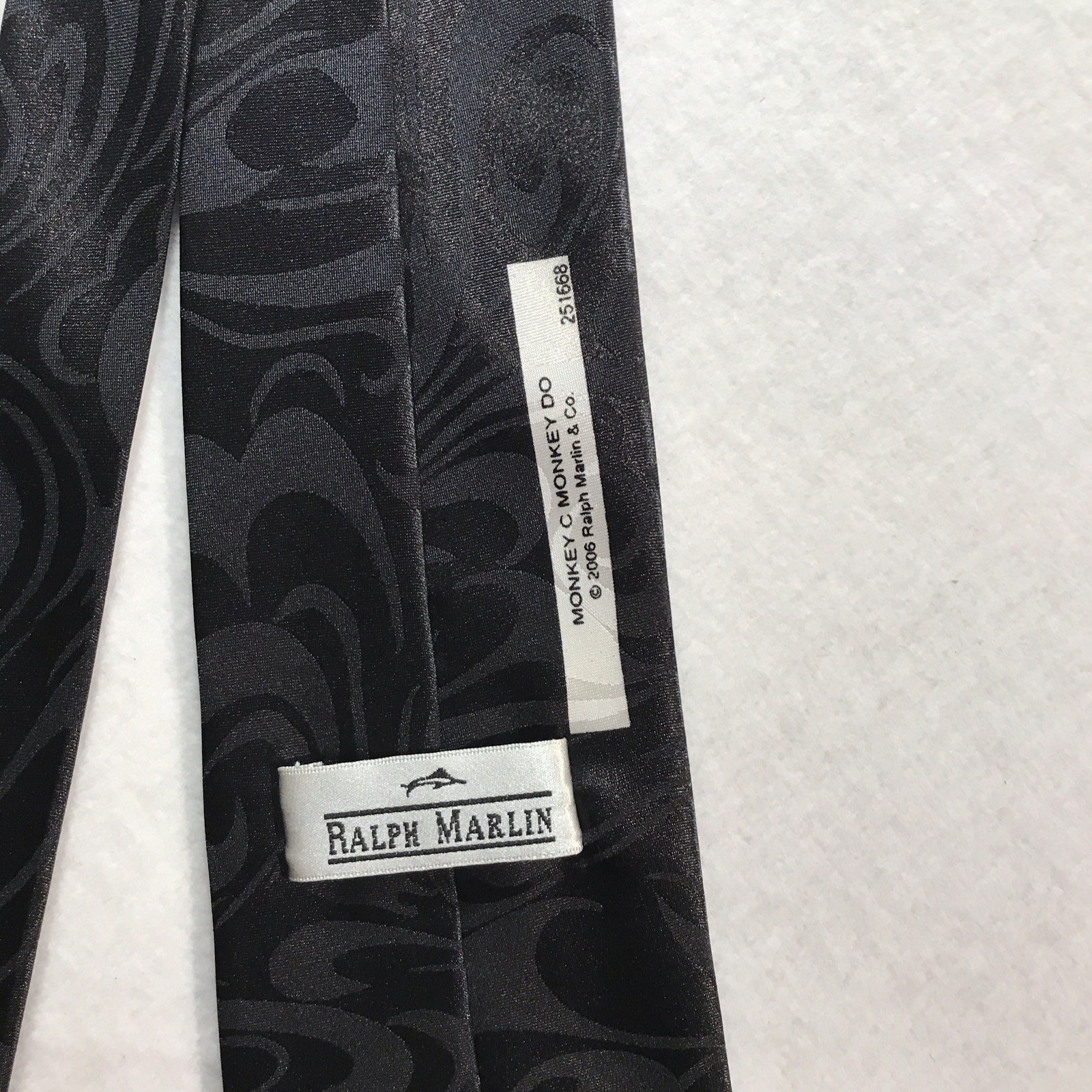 Ralph Marlin Monkey Novelty Tie Black Satin Polyester Pointed 251668