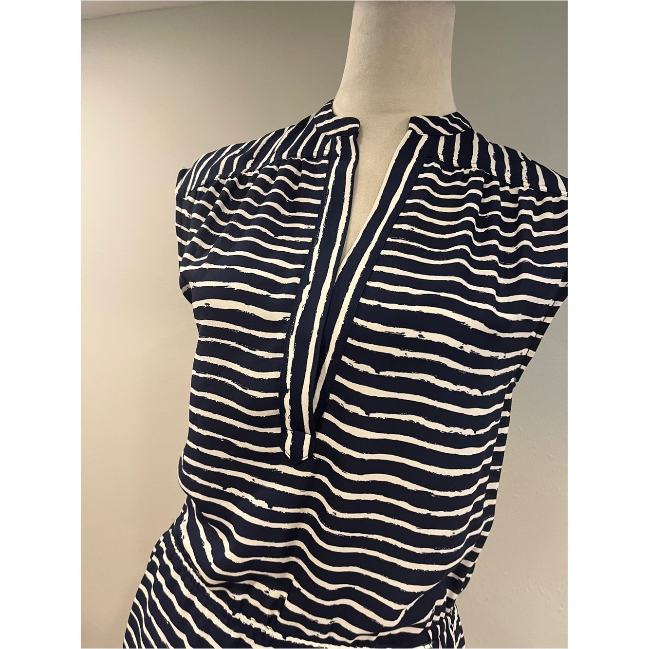 Banana Republic Navy and White Striped Midi Dress size 0