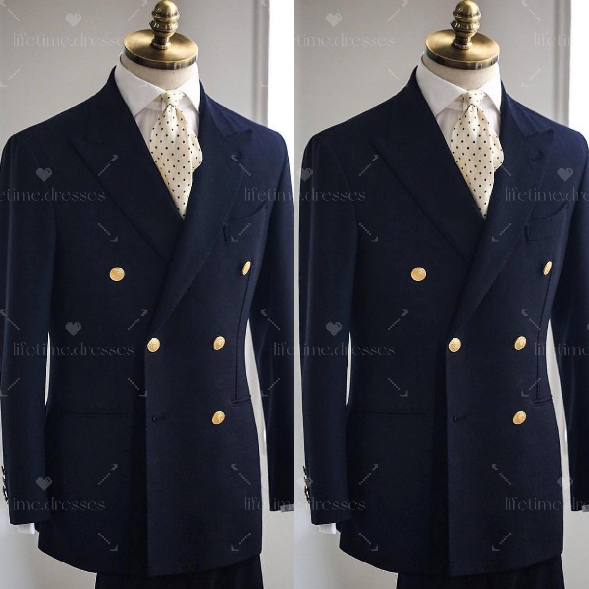 Double Breasted Mens’ Suit Business Formal Jacket Offical 2Pcs Peak Lapel Blazer
