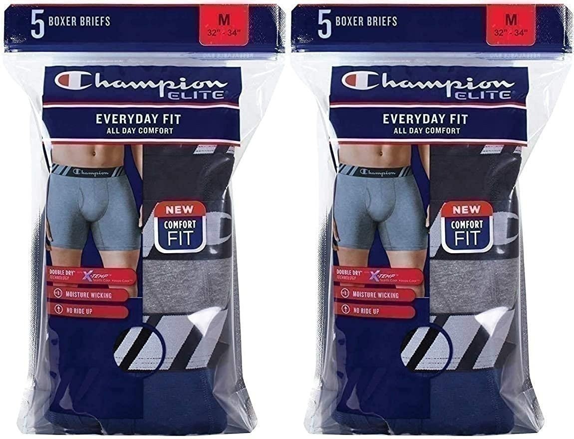 Champion Elite Men’s Boxer Briefs 10-Pack All Day Comfort Double Dry X-Temp…