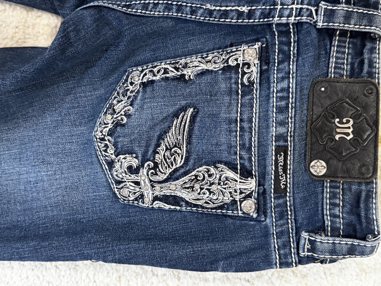 Miss Me Women’s Bootcut Jeans Dark Wash Embroidered Size 27