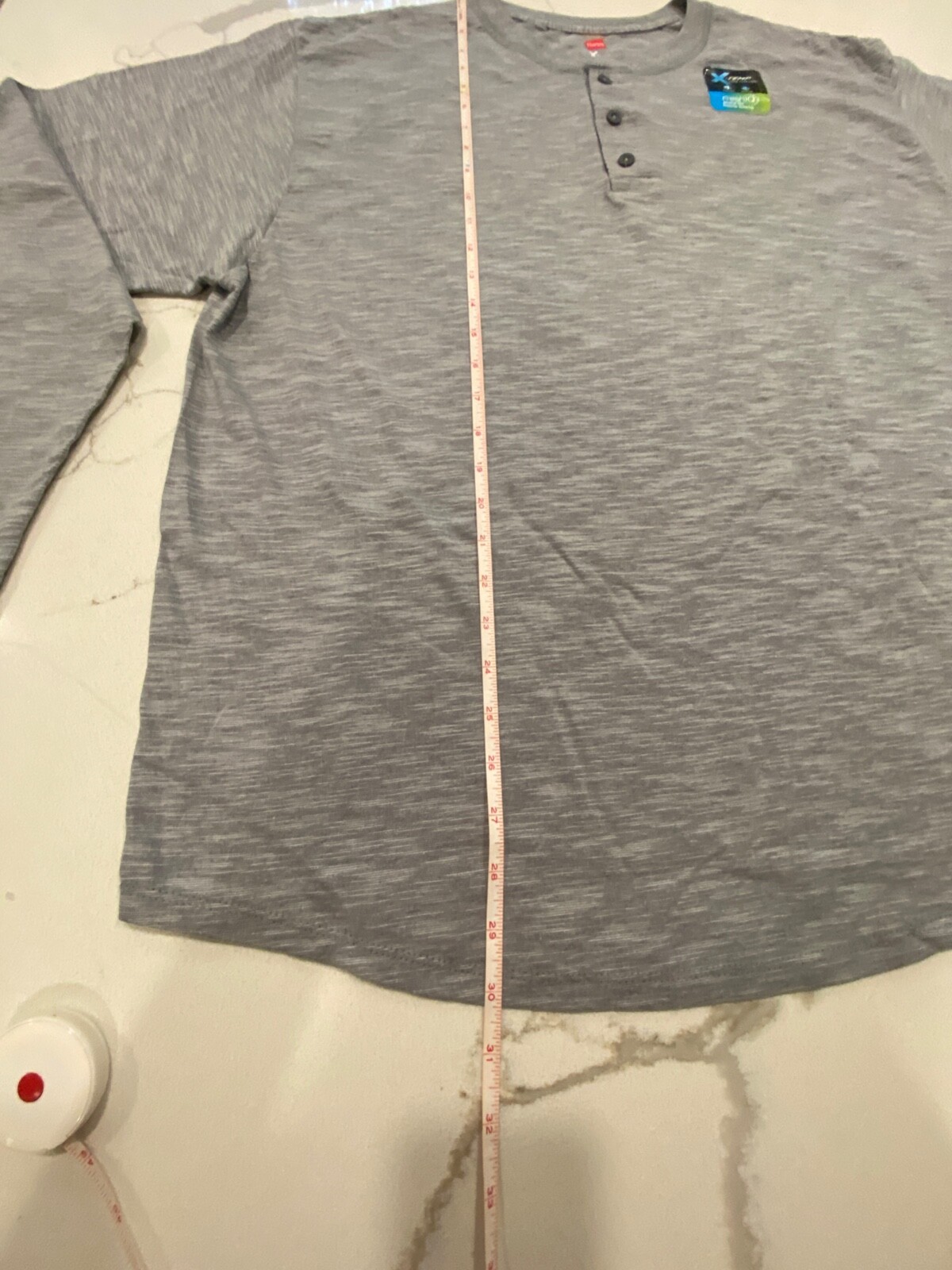 NHanes Men’s X-Temp W/Fresh Iq Long Sleeve Henley, Dada Grey, XX-Large