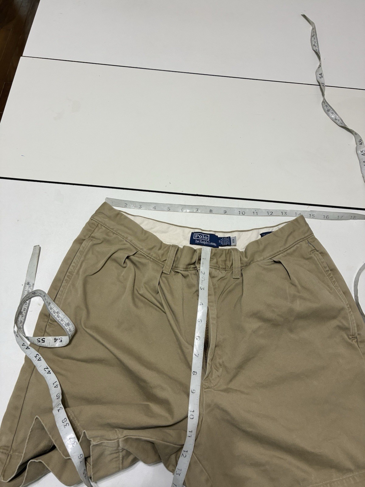 Vintage Polo Ralph Lauren Cormac Shorts 34 Khaki 6″ Inseam Relaxed Pleated Chino
