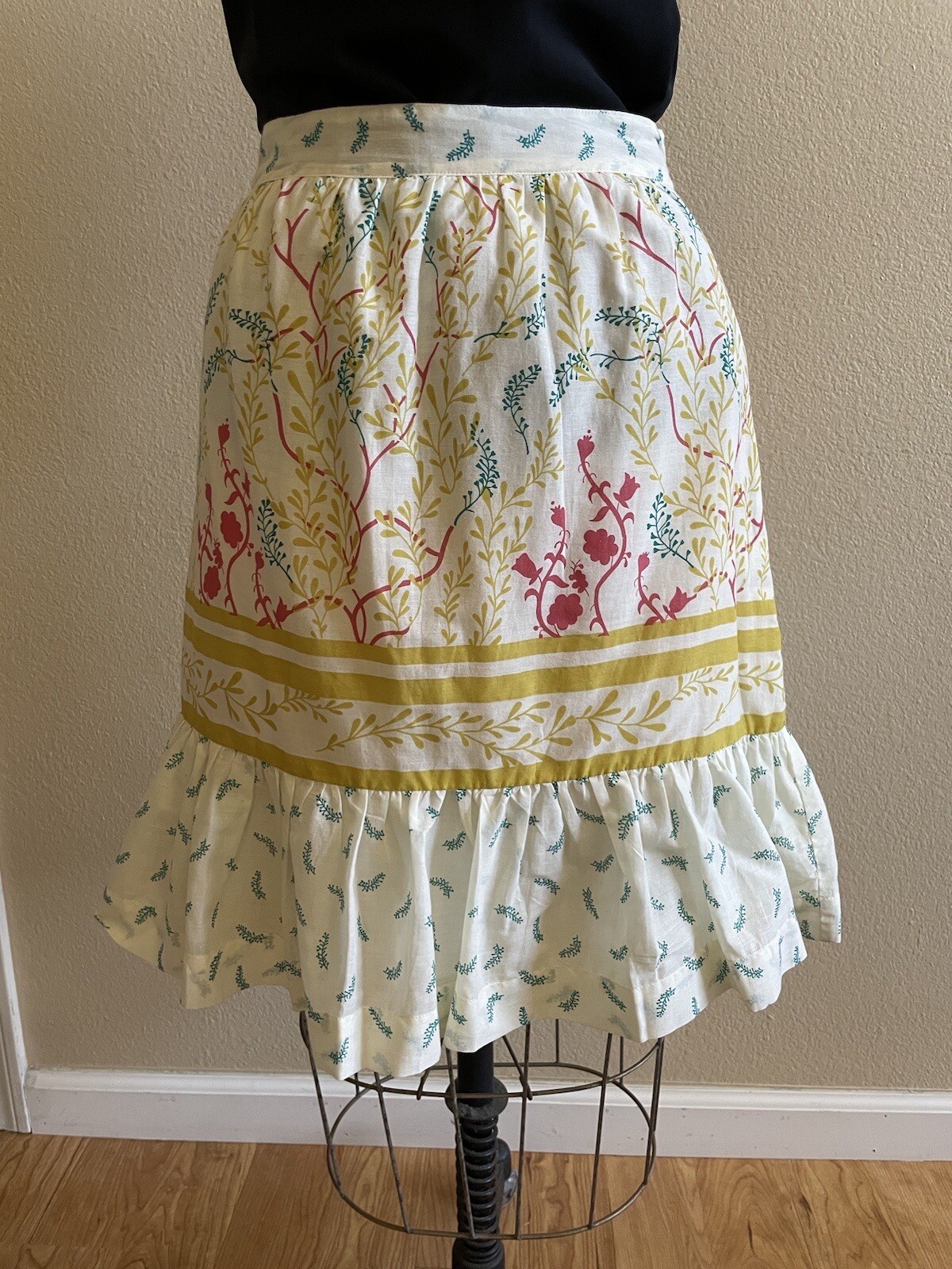 Anthropologie Viola Yellow Floral Mixed Pattern Caraway Tiered Peasant Skirt 2