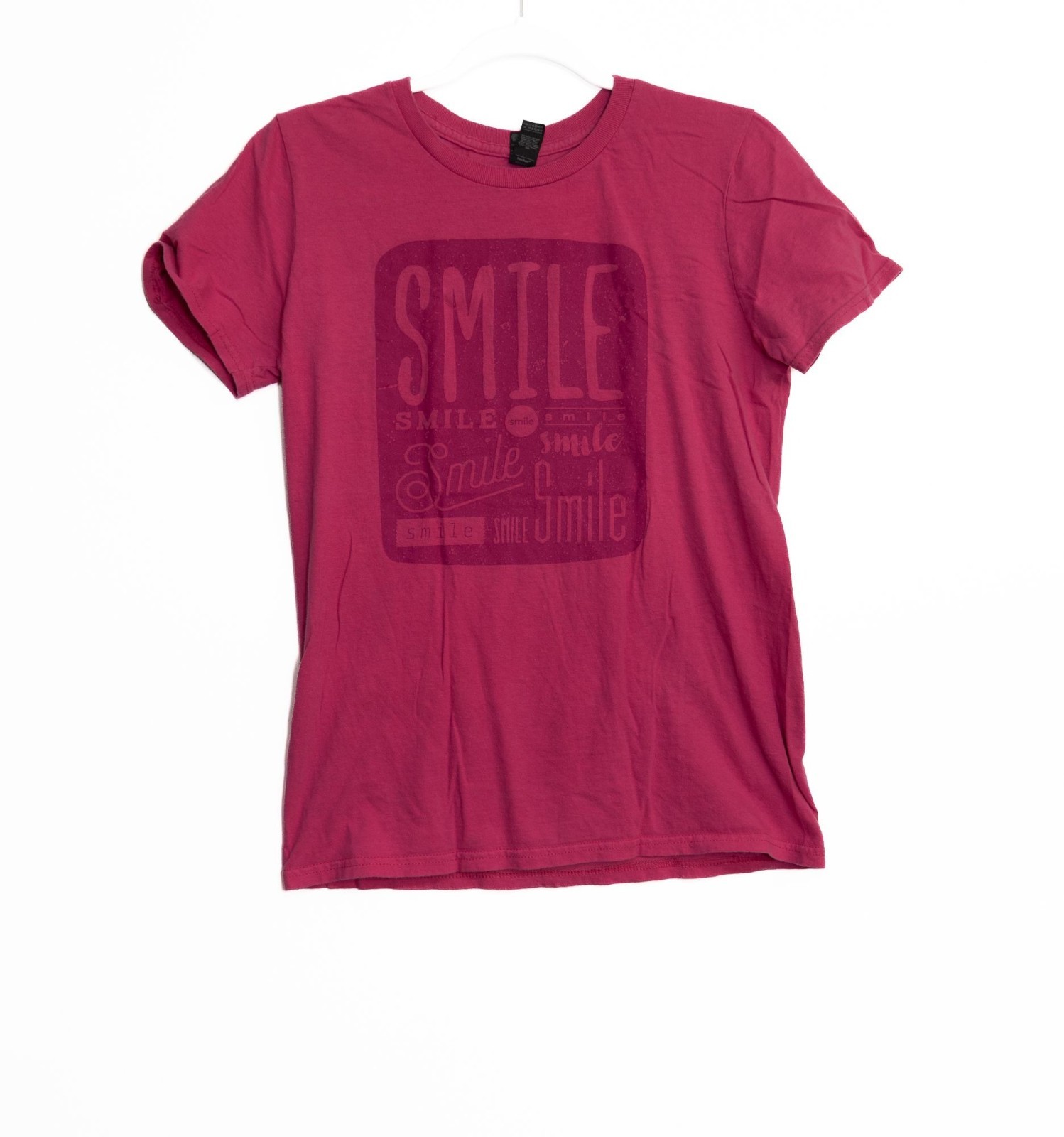 Anvil Pink Smile Generation Graphic Tee Size S Womens Short Sleeve Cotton