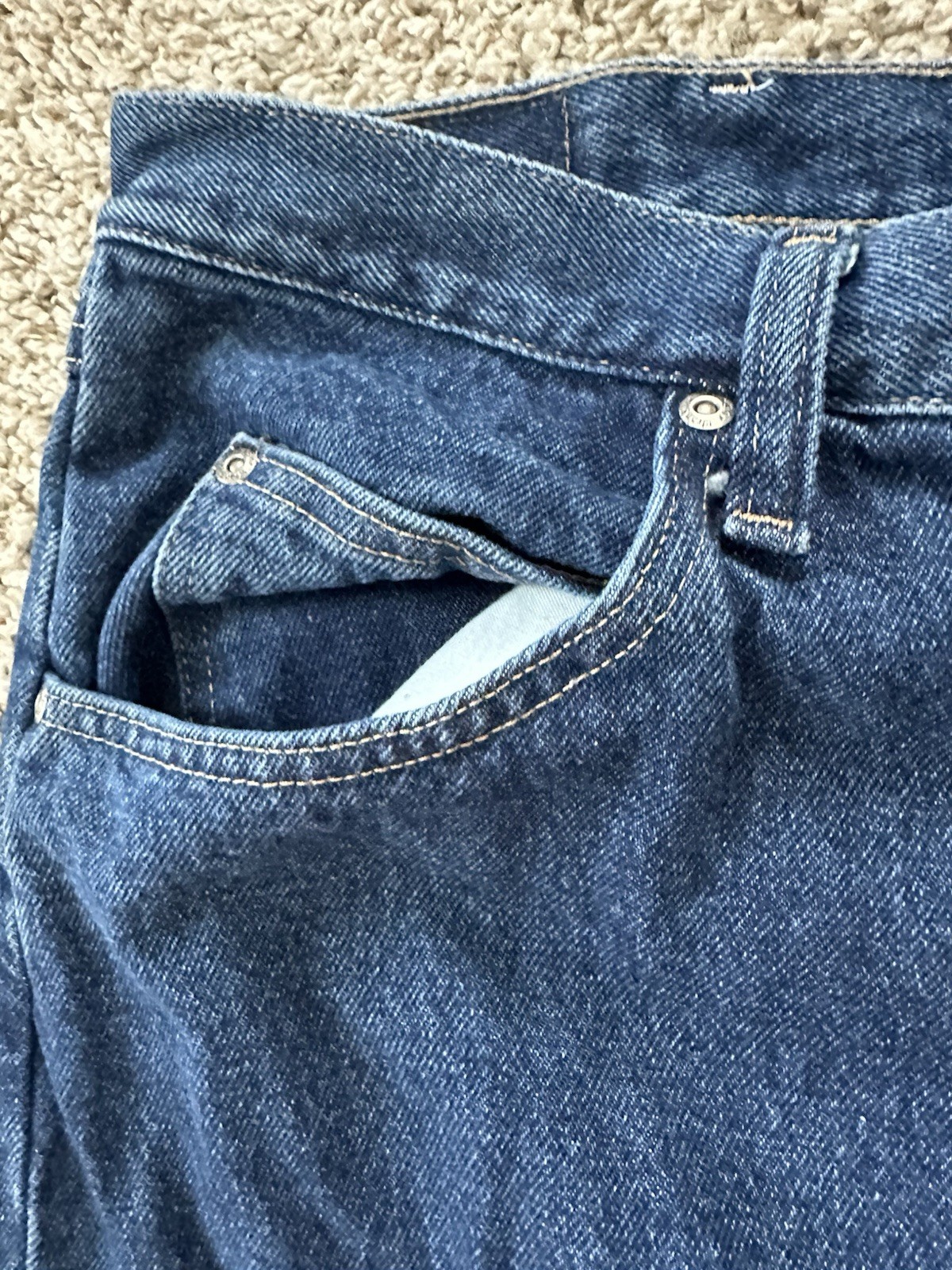 WRANGLER FIVE STAR PREMIUM DENIM RELAXED FIT JEANS 38×34 DARK WASH
