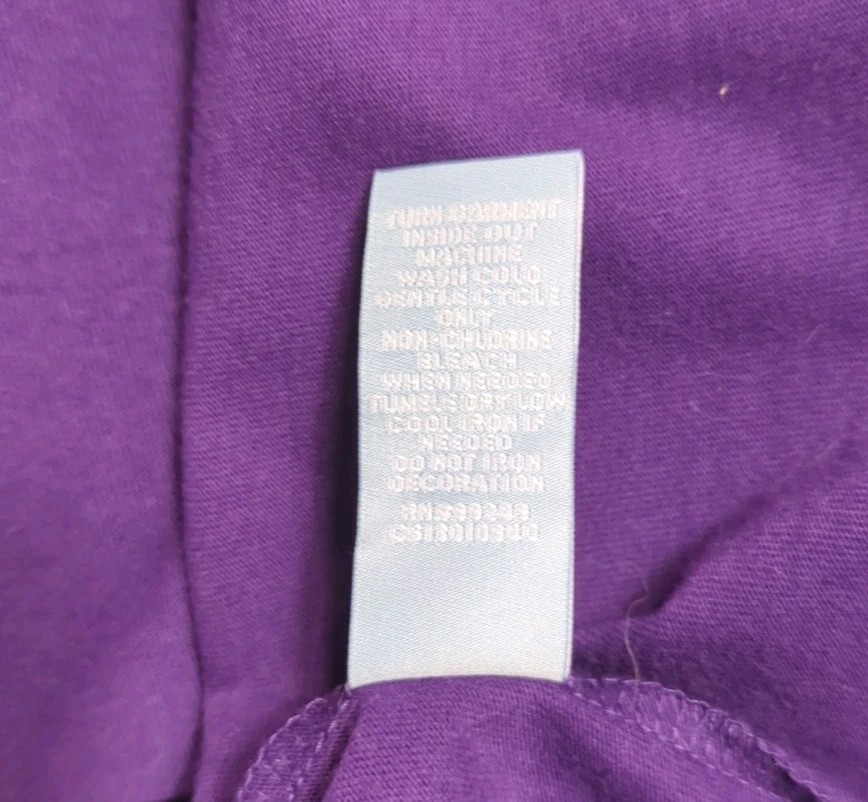 LIz and Me Cotton Shirt Womens 3X Cotton Top V Neck Purple Short Sleeve Boho B2