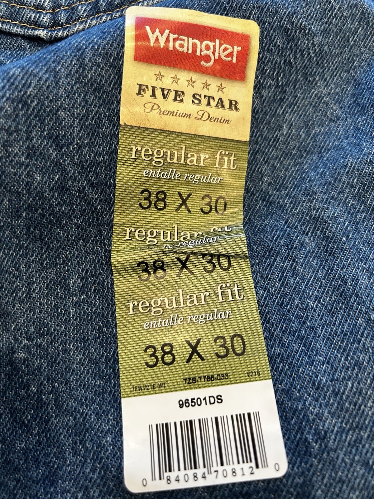 Wrangler Men’s Jeans 38×30 Blue Denim Regular Fit U-shape Classic Quality
