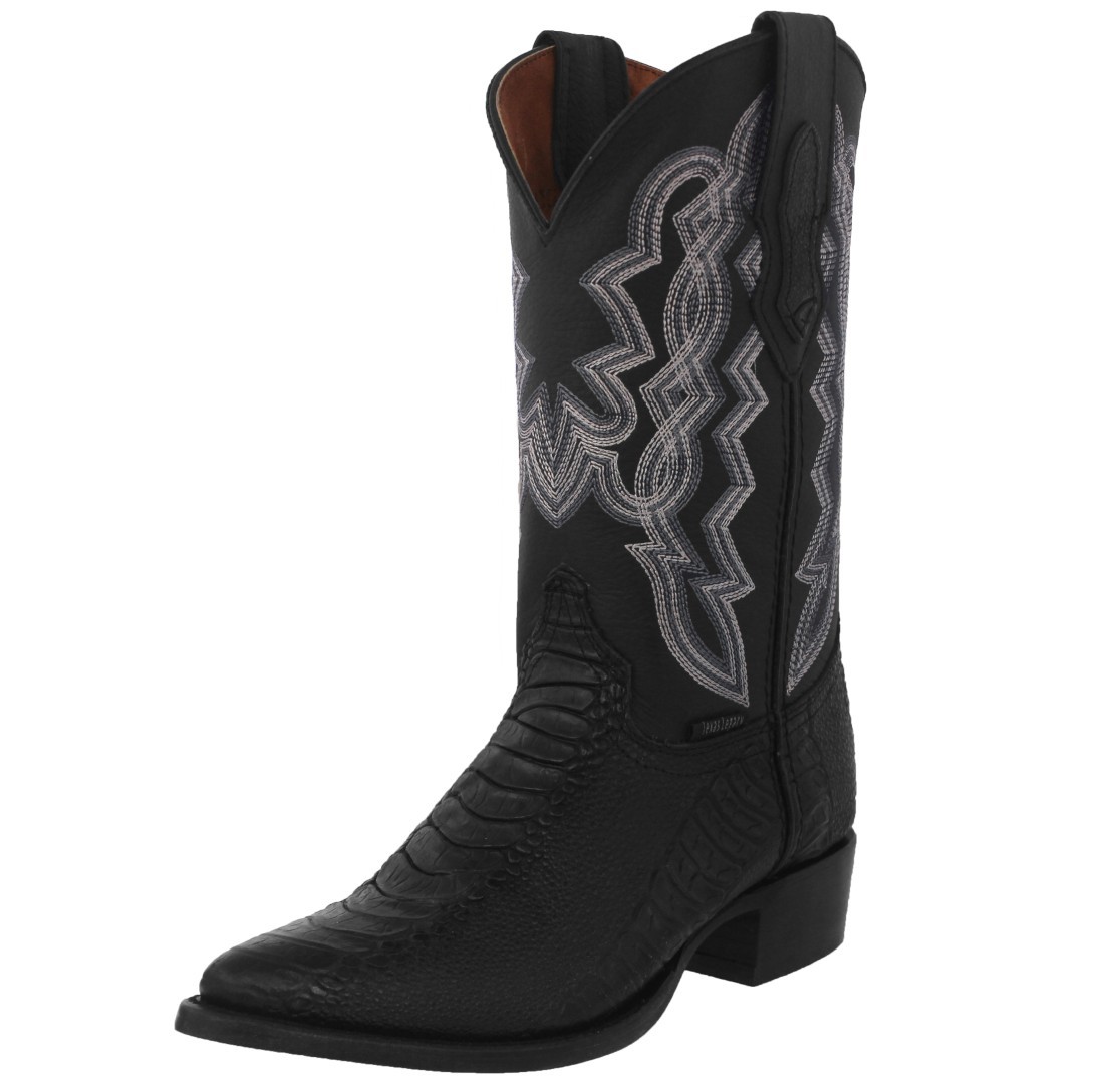 Mens Black Rodeo Cowboy Boots Ostrich Foot Leg Print Leather Western Wear J Toe