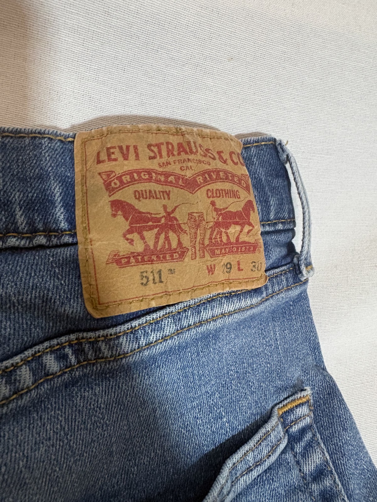 Levi’s 511 Jeans Mens 29×30 Light Blue Cotton Denim Slim Fit Classic