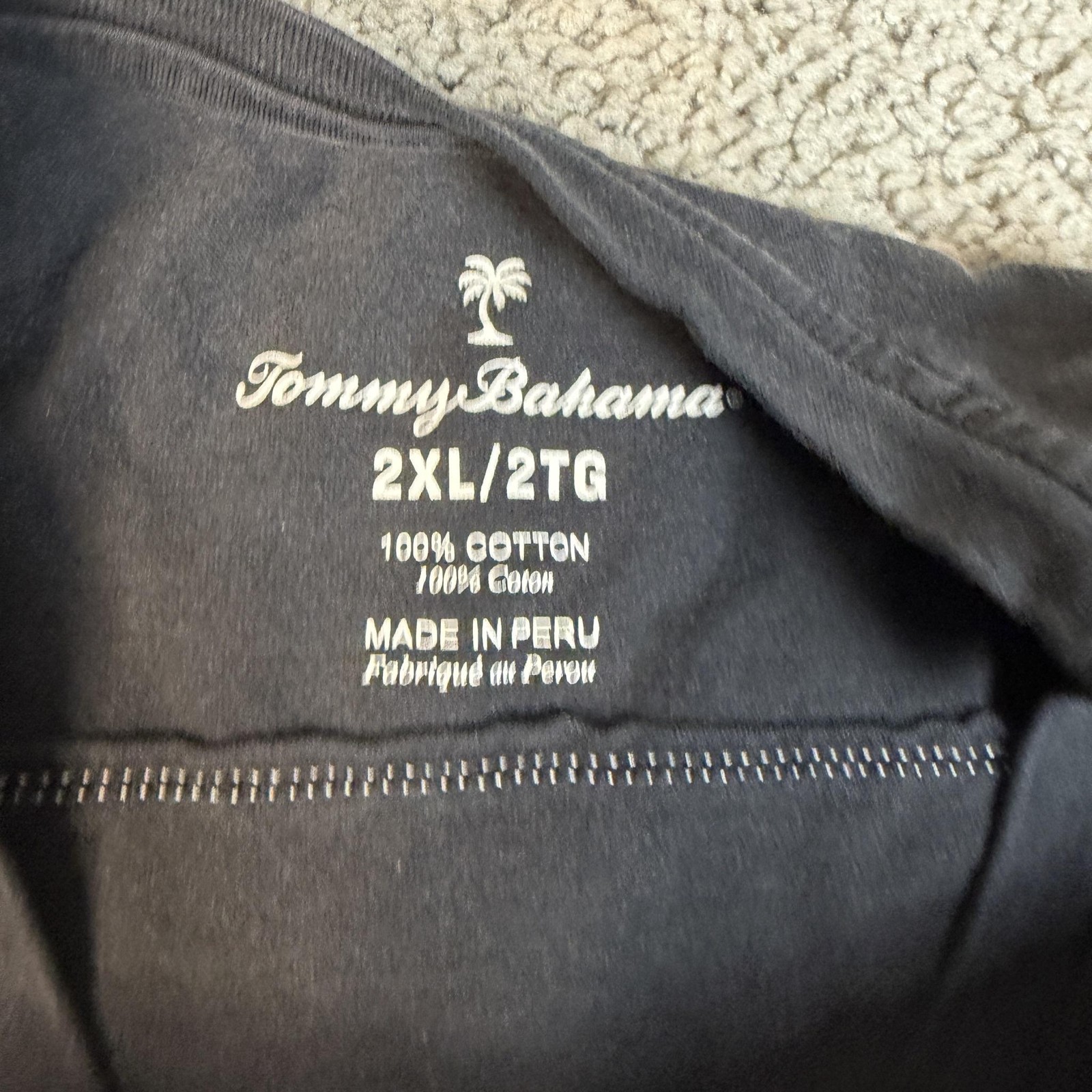 Tommy Bahama Shirt Mens 2XL Black Solid Logo Crew Neck Tagless Cotton Jersey