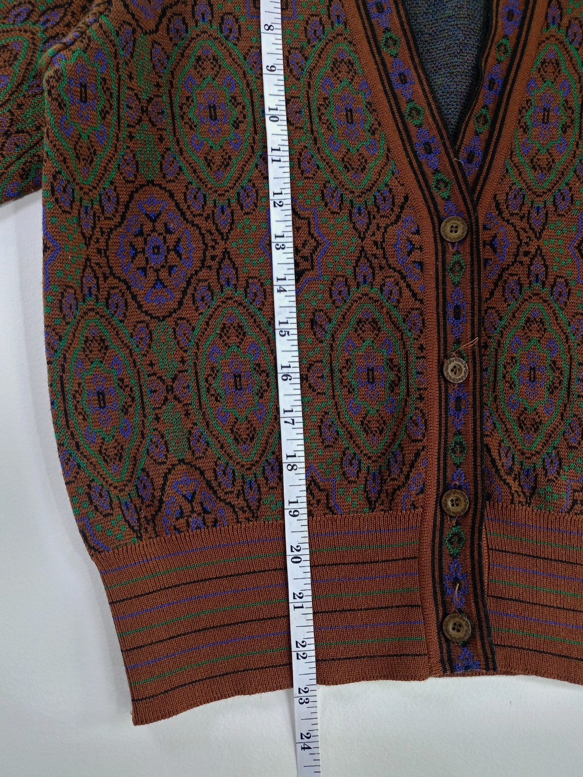 VTG Marisa Christina New York 100% Pure New Wool Geometric Knit Cardigan Women’s