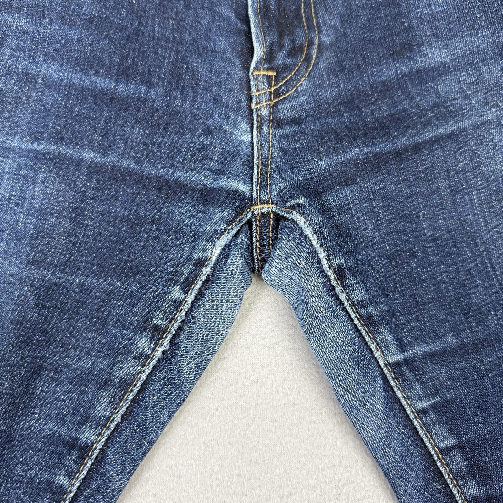 Uniqlo Jeans Mens W32 L32 Blue Slim Fit Straight Selvedge Denim Stretch Zip Fly
