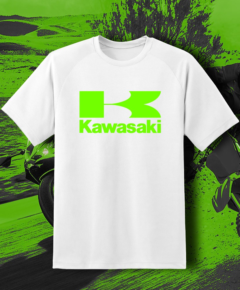 KAWASAKI BLACK T-SHIRT GREEN Logo Racing Ninja Motorcycle Motor Bike Fast Ship!