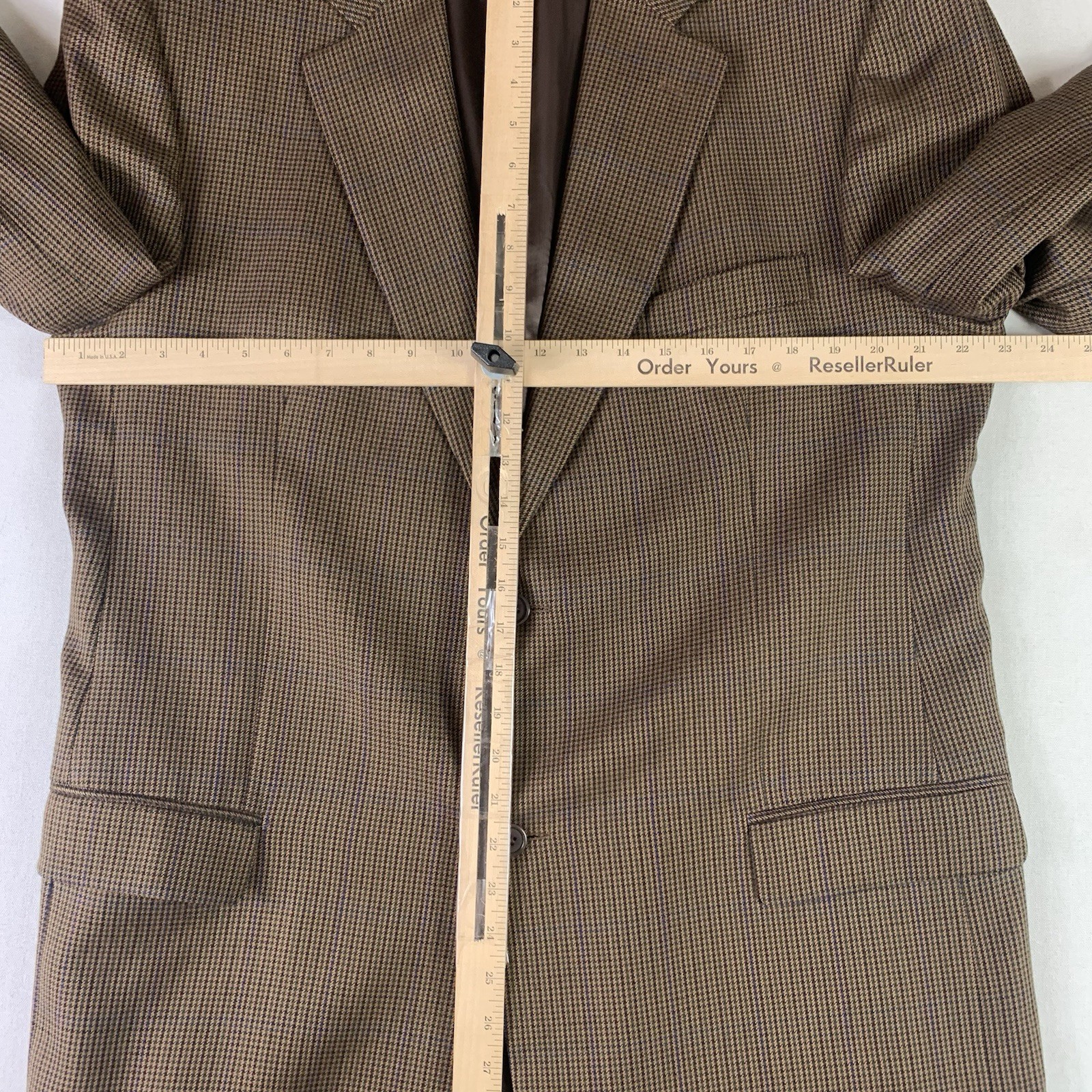 Barneys NY Blazer Brown Mens 46L Houndstooth Made in Italy Made in Italy G120