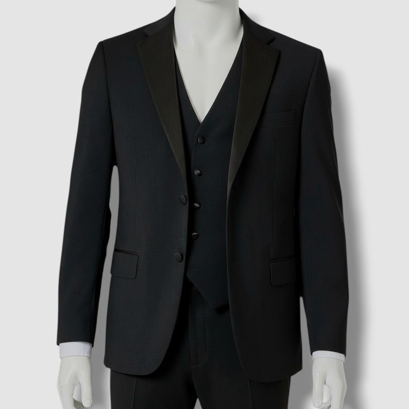 Tommy Hilfiger Men’s Black Modern-Fit Flex Stretch Tuxedo Suit Jacket Size 46R