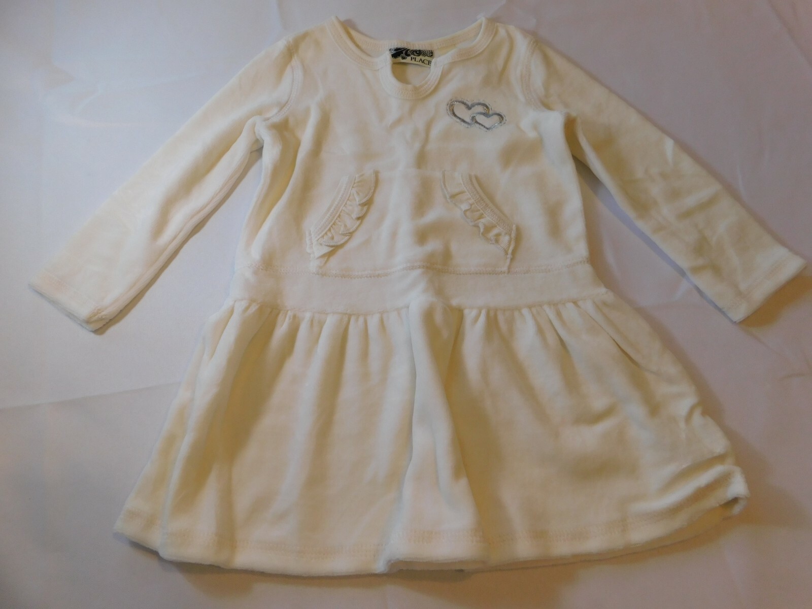 The Children’s Place Girls Baby Dress Off White Velour Hearts Size Variation NWT