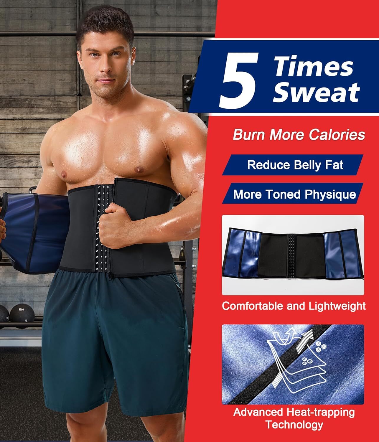 Men Sauna Sweat Waist Trainer Body Shaper Tummy Fat Burner fajas para hombre Gym