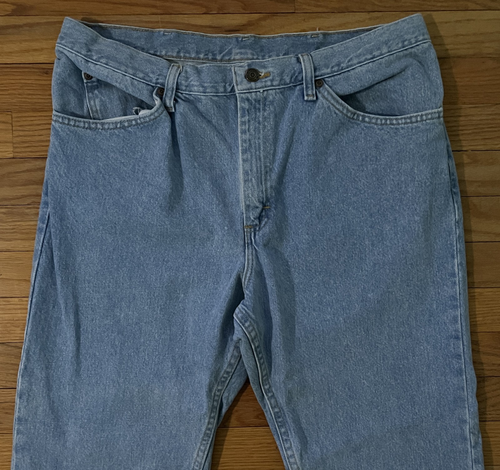 Vintage Lee Original Straight 100% Cotton Blue Denim Jeans Men 38×32