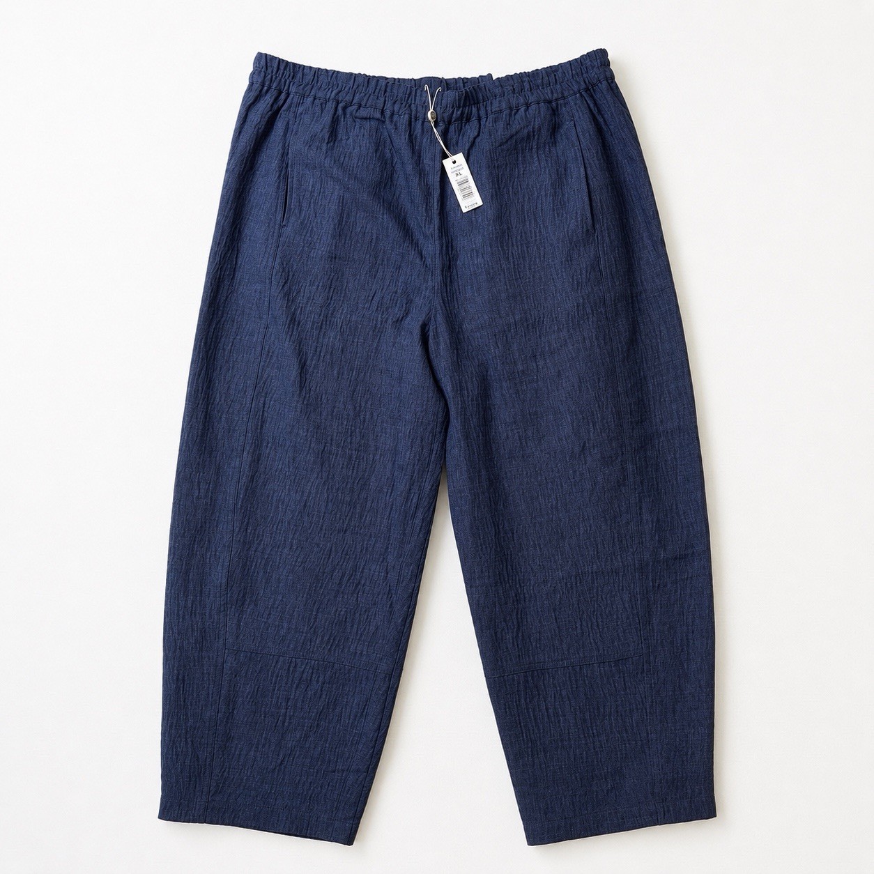 Max Studio London Barrel Leg Trousers XL Blue Pull On Textured Pants NWT Boho