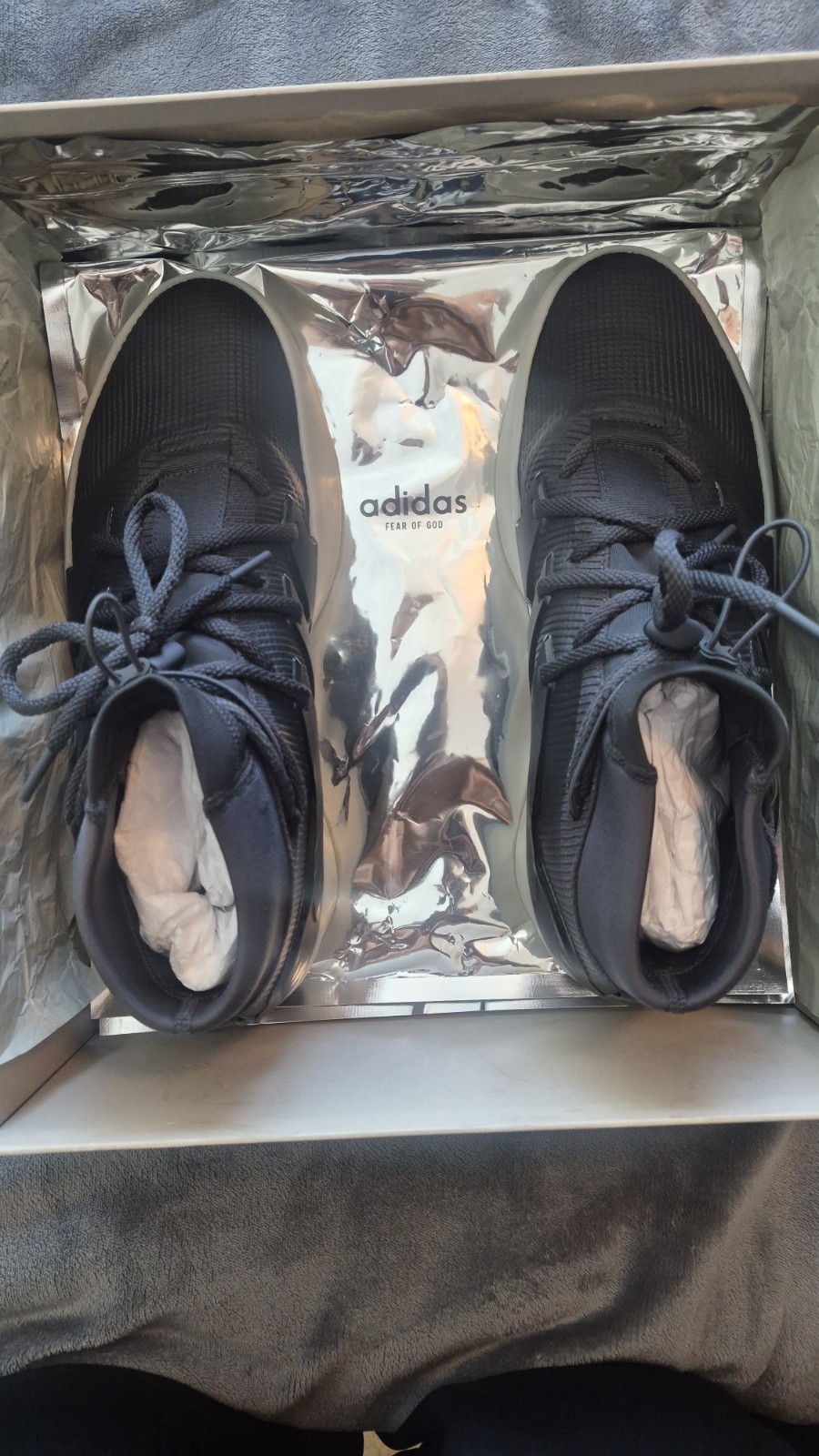 adidas Fear of God Men’s Mid Top Lace-Up Athletic Sneakers Black/White