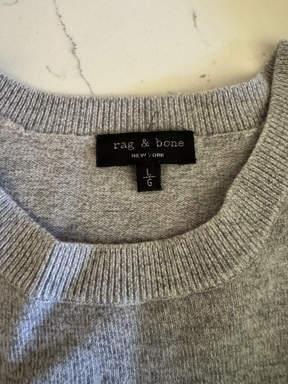 Rag & Bone BE KIND Gray Knit Sweater Size Large Designer Crewneck Excellent C