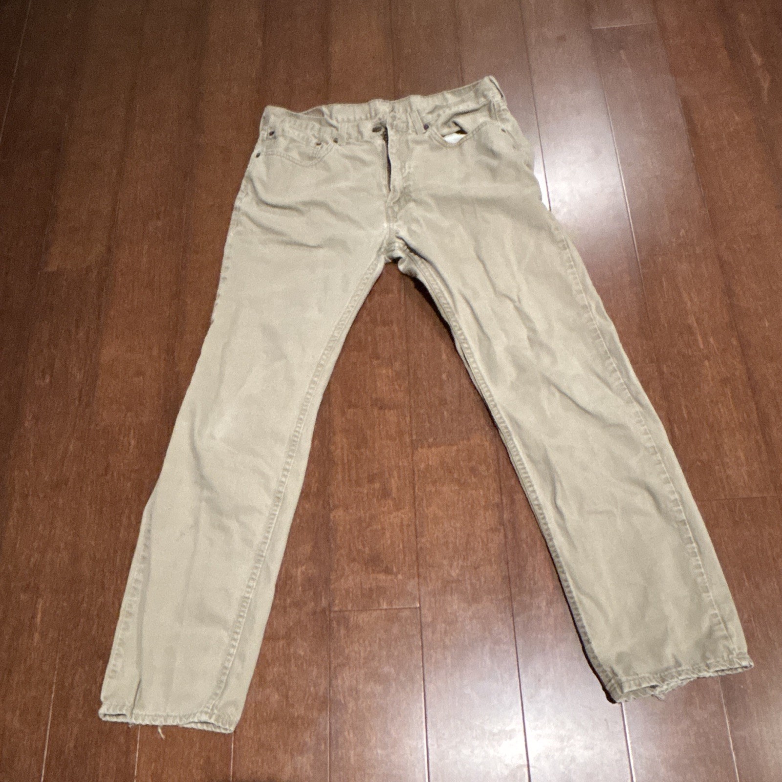 Levi’s Men’s 505 Straight Beige Light Wash Cotton Denim Jeans 5-Pocket Zip