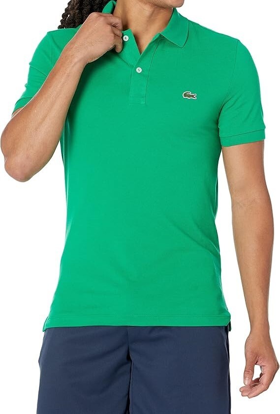 Lacoste Men’s Short Sleeve Pique Polo Shirt, Flourine Green, L