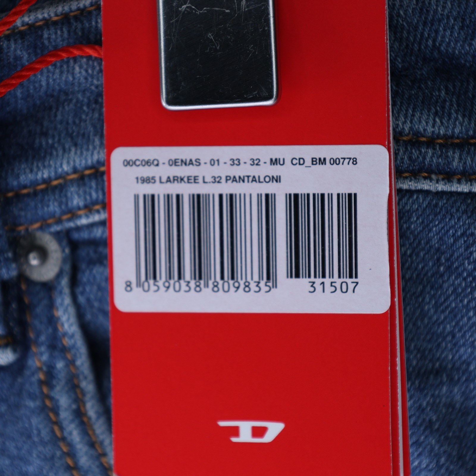 Diesel Mens Jeans 1985 Larkee Trousers Straight Mid Rise Denim Blue Size NWT