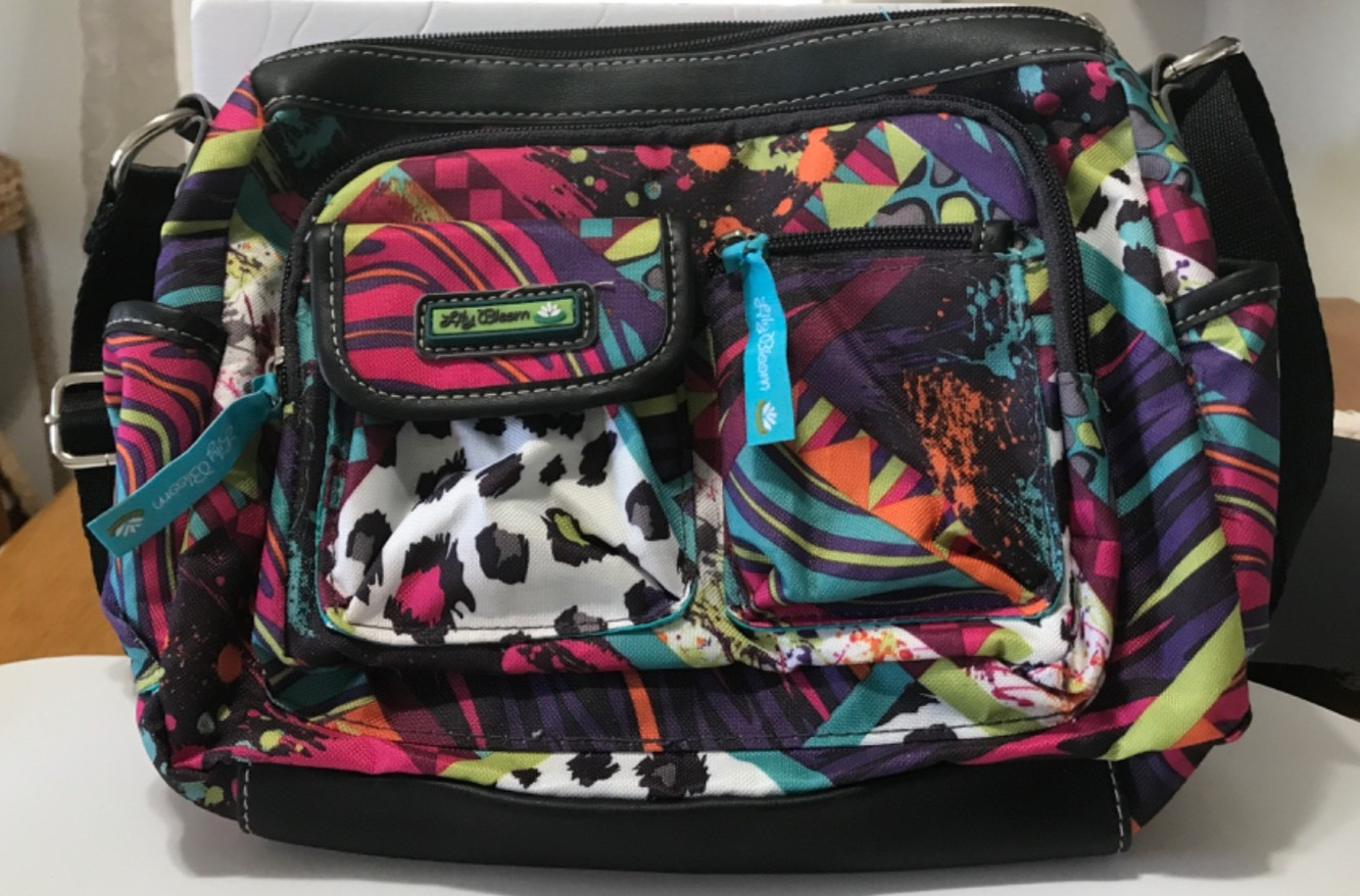 Lily Bloom Handbag Crossbody Adjustable Strap Zippered Pockets Multi Color New
