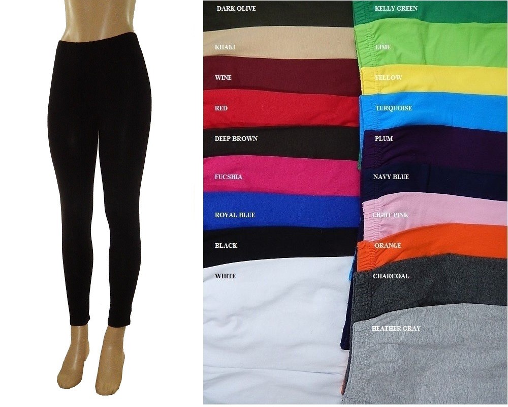 Women High Waist COTTON SPANDEX ANKLE LENGTH LONG LEGGINGS SLIM PANTS YOGA S-5X