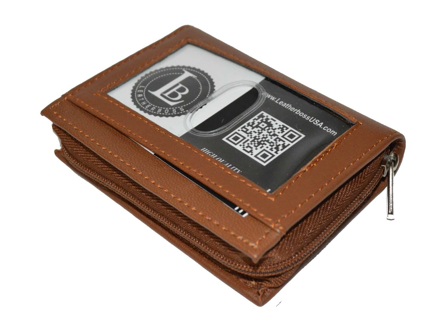 Leatherboss 30 Pages Credit card or picture holder Wallet with zipper closing