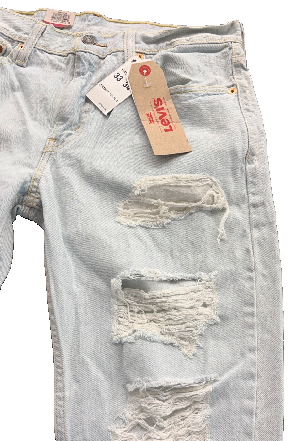 Levi’s 511 Slim Jeans Men’s 38×34 Light Wash Distressed Ripped NWT