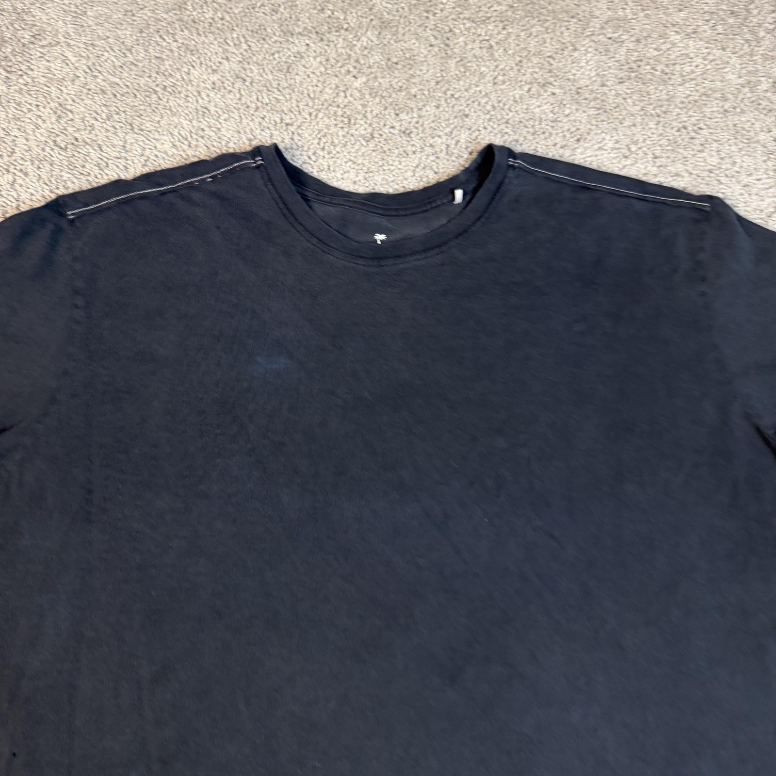 Tommy Bahama Shirt Mens 2XL Black Solid Logo Crew Neck Tagless Cotton Jersey