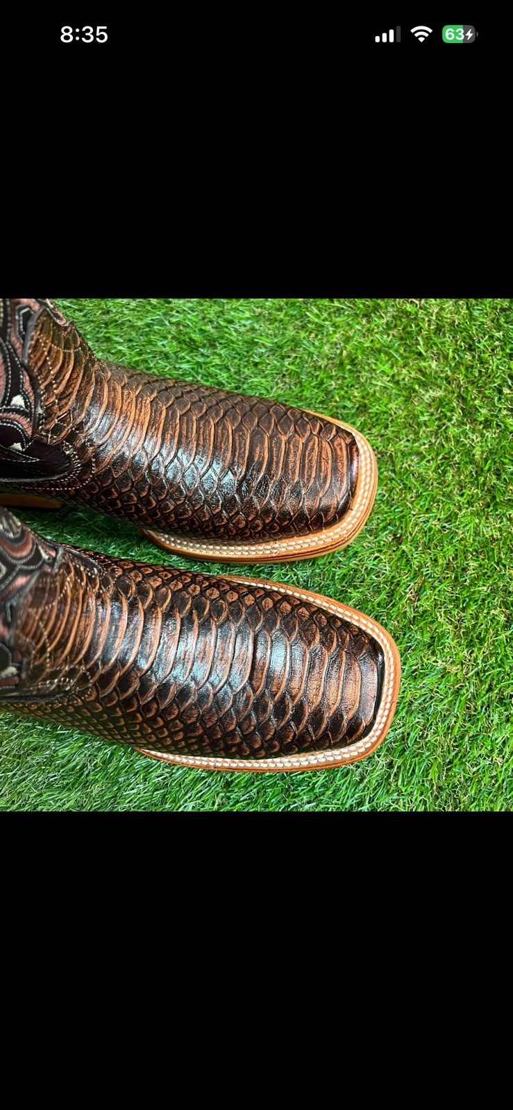 Mens WESTERN COWBOY Leather PYTHON Honey SCALE Print Square Toe Boots PITON 695