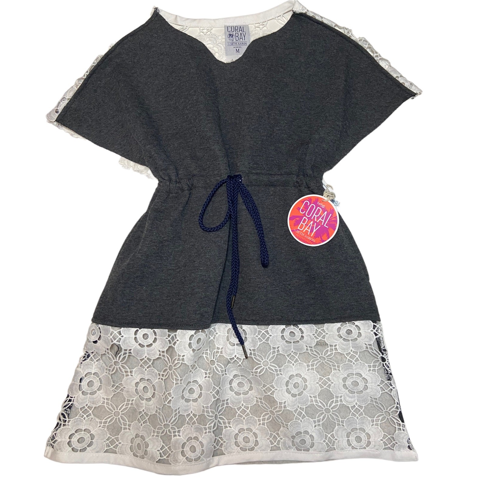 Fin Fun Girl Fleece Gray Mini Dress Size M Beach & Pool Cover-Up NWT