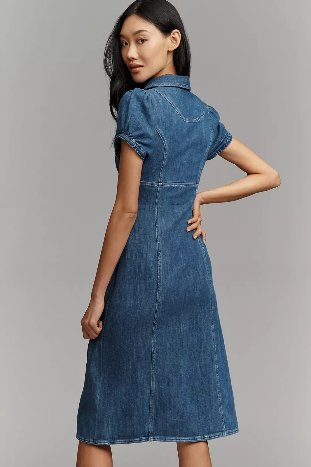 Anthropologie Rebekah Denim Slim Midi Dress by Pilcro