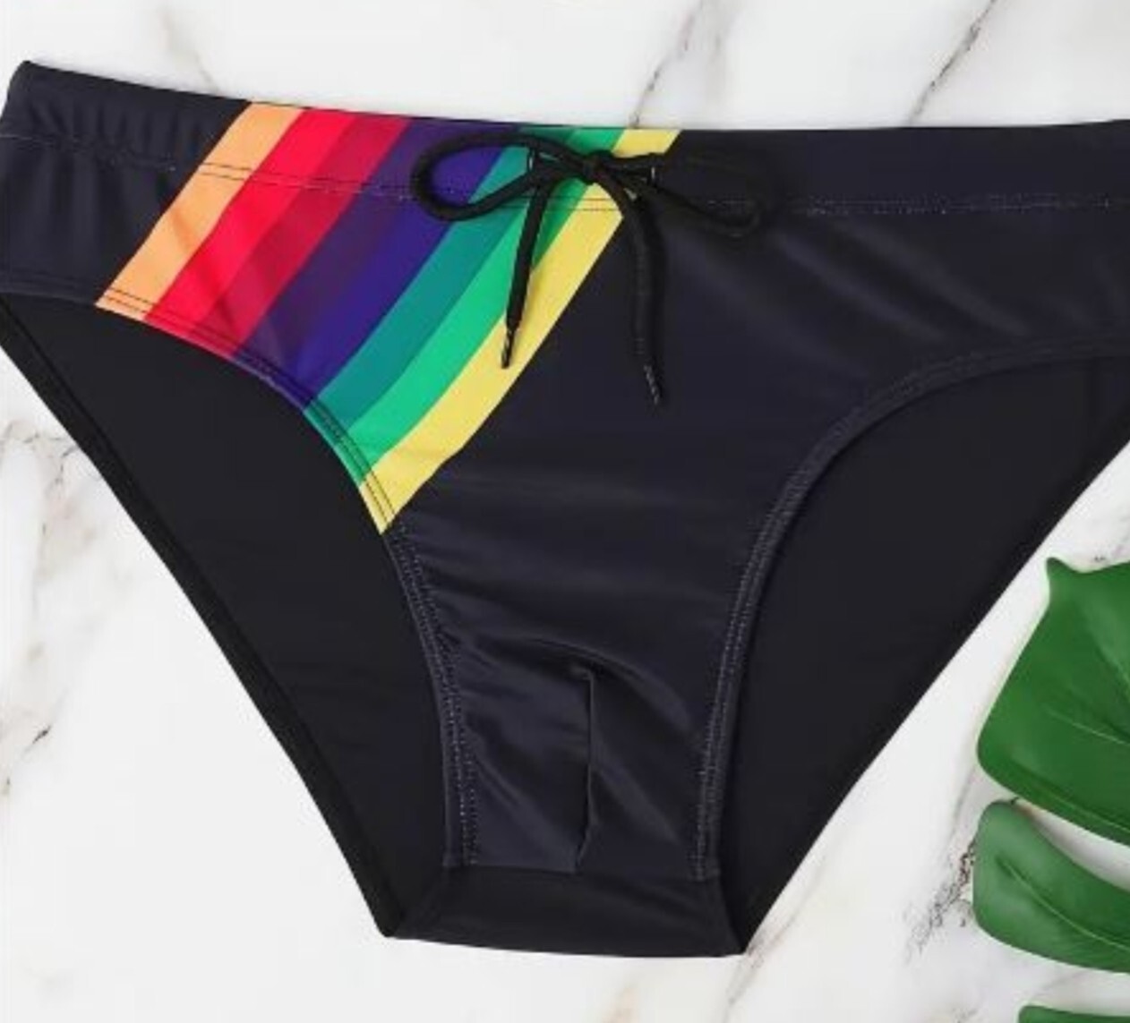New Men’s Sexy Rainbow Flash Low Rise Style Bikini Swim Brief -Gay Interest