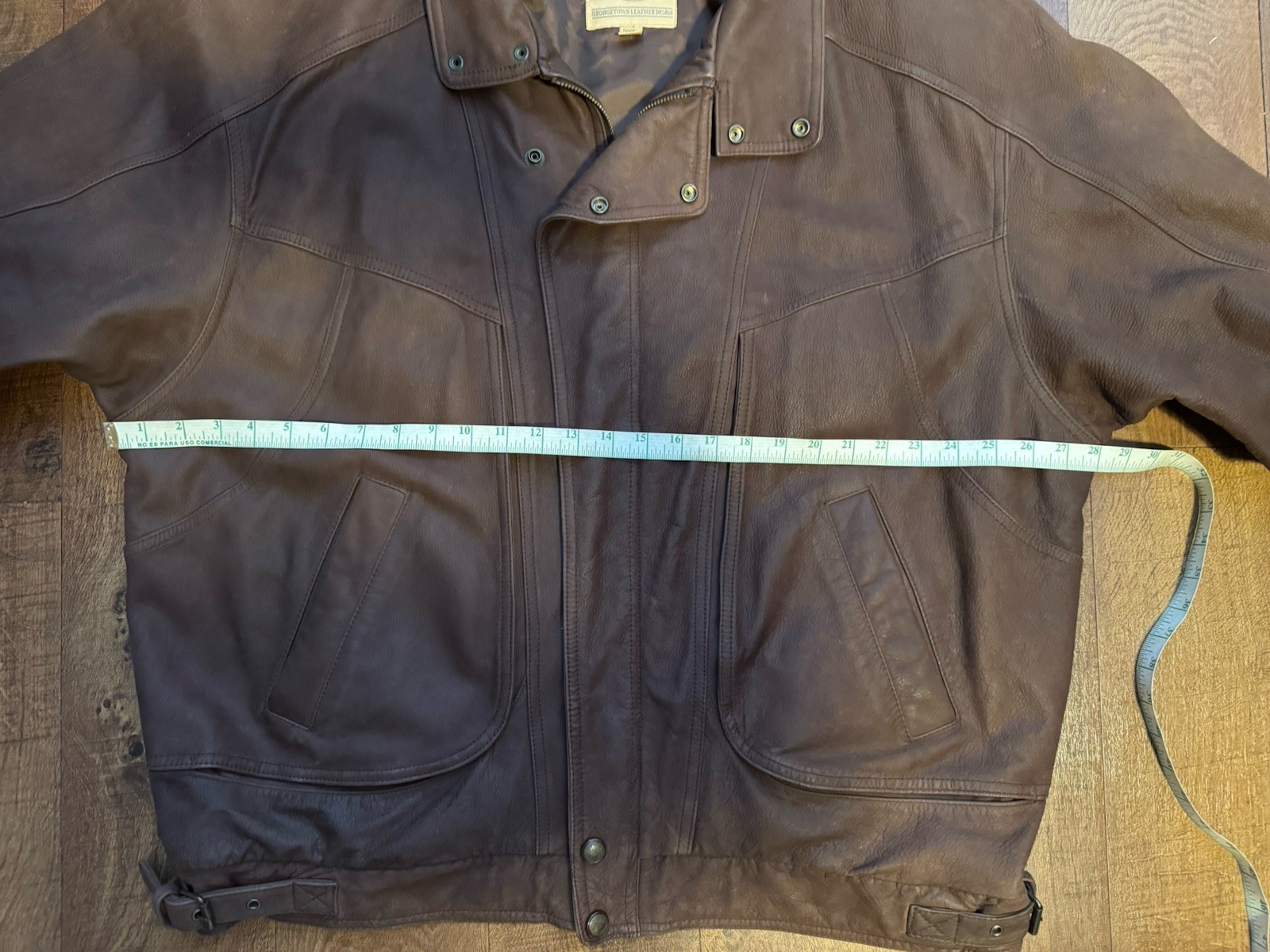 Faconnable Men’s 2XLT Brown Vintage Leather Bomber Jacket