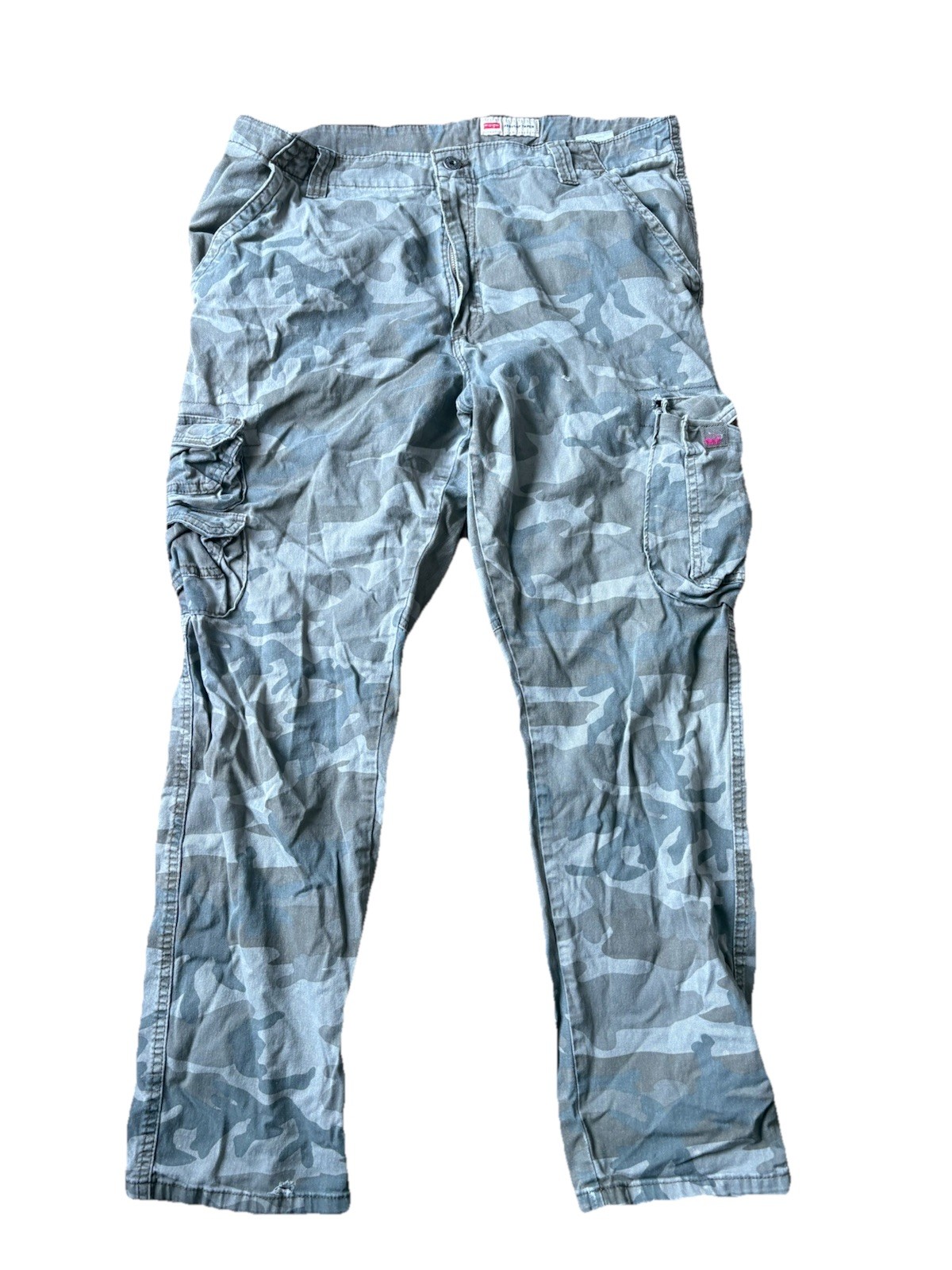 Wrangler Pants Mens 38×32 Green Cargo Loose Straight Regular Taper Military Camo