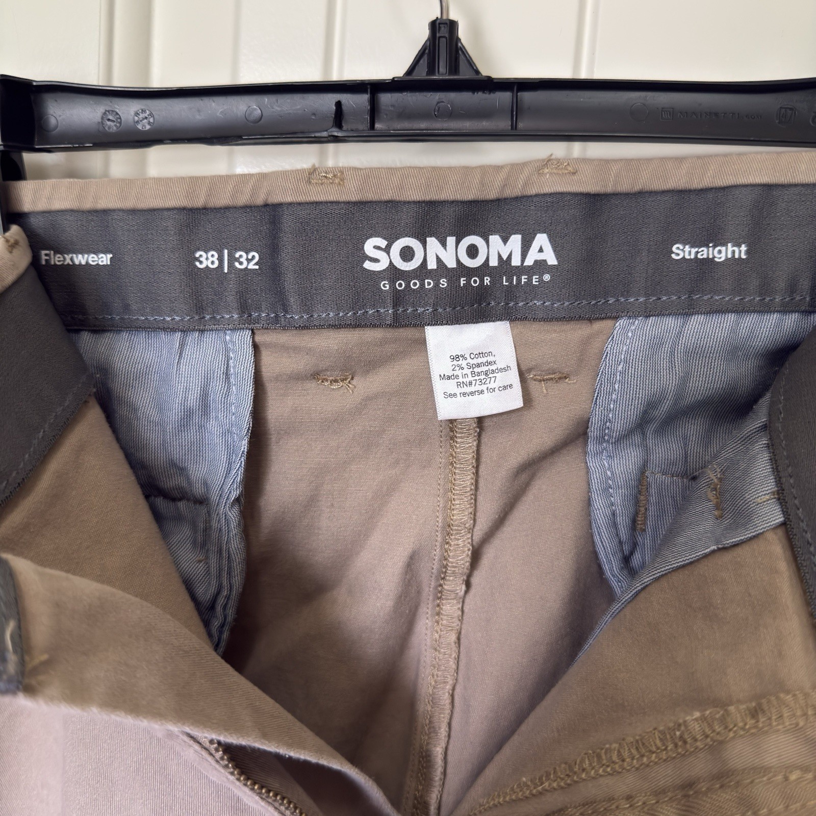 Sonoma Goods For Life Flexwear Mens Brown Straight Chino Pants 38 Stretch