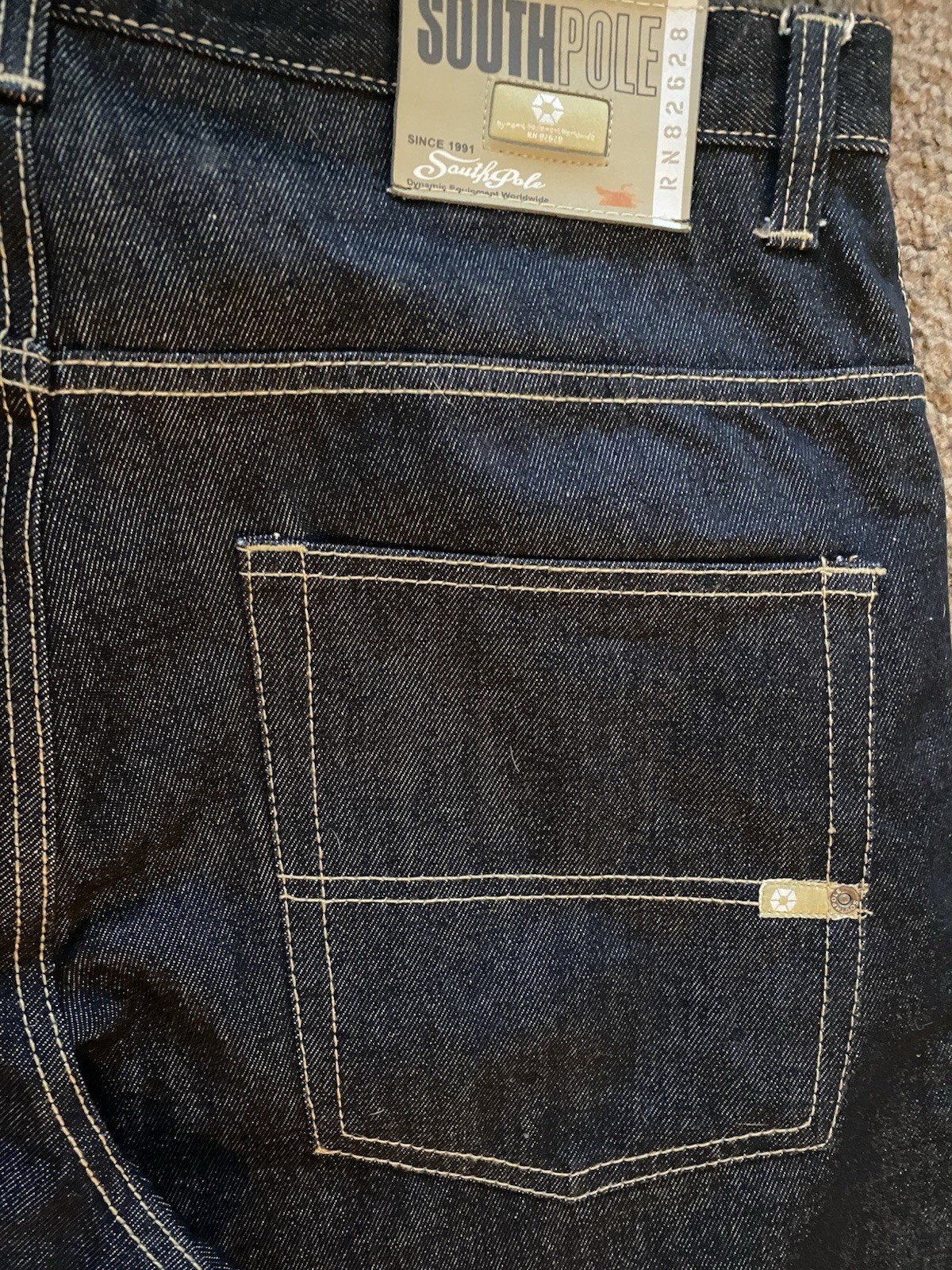 VINTAGE Y2K SouthPole Dark Jeans Size 34 90s Style Straight Fit Baggy Skater Hip