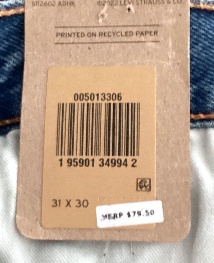 Levi’s 501 Original Fit Button Fly 3306 Medium Blue Size 36×36 STRETCH NEW $80
