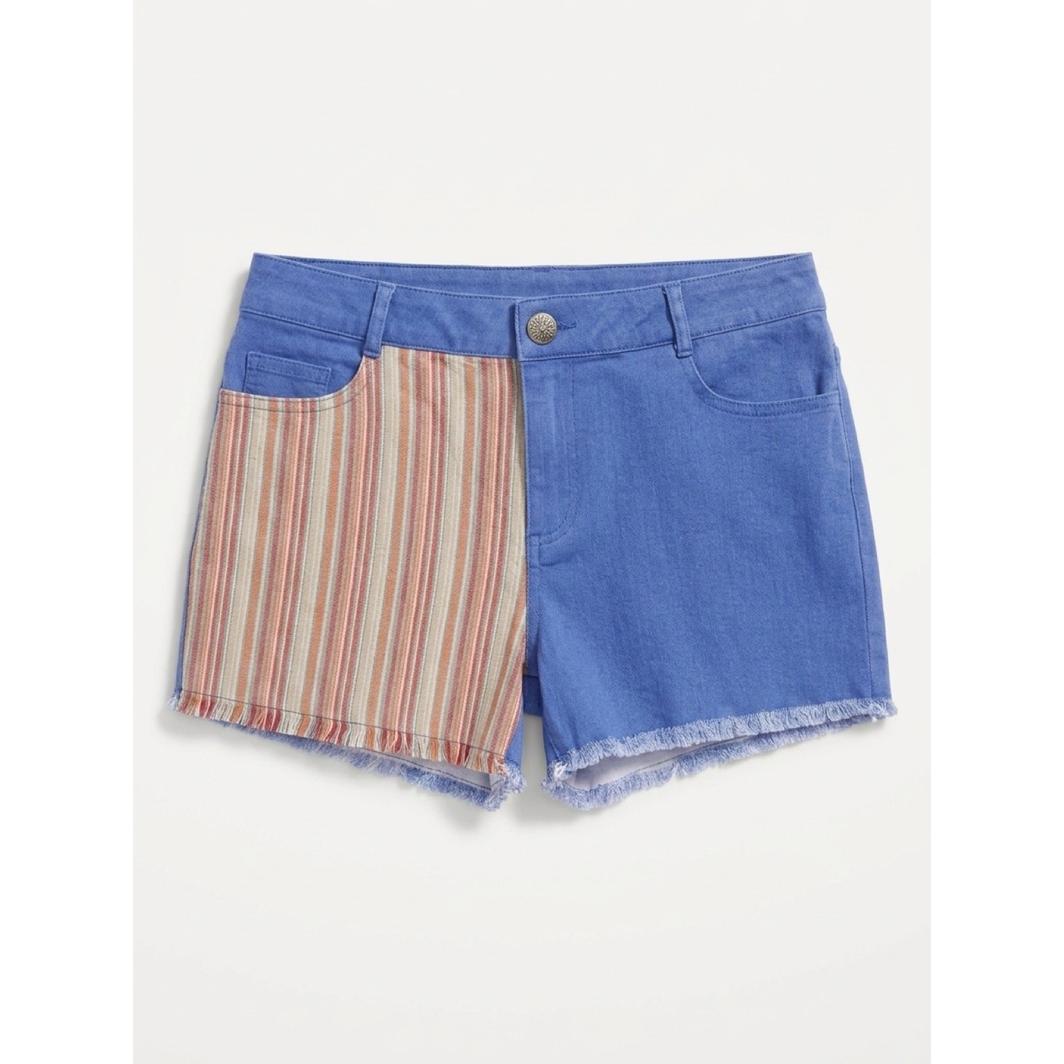 VERY J Color Block Striped Twill / Denim Shorts NWT LARGE
