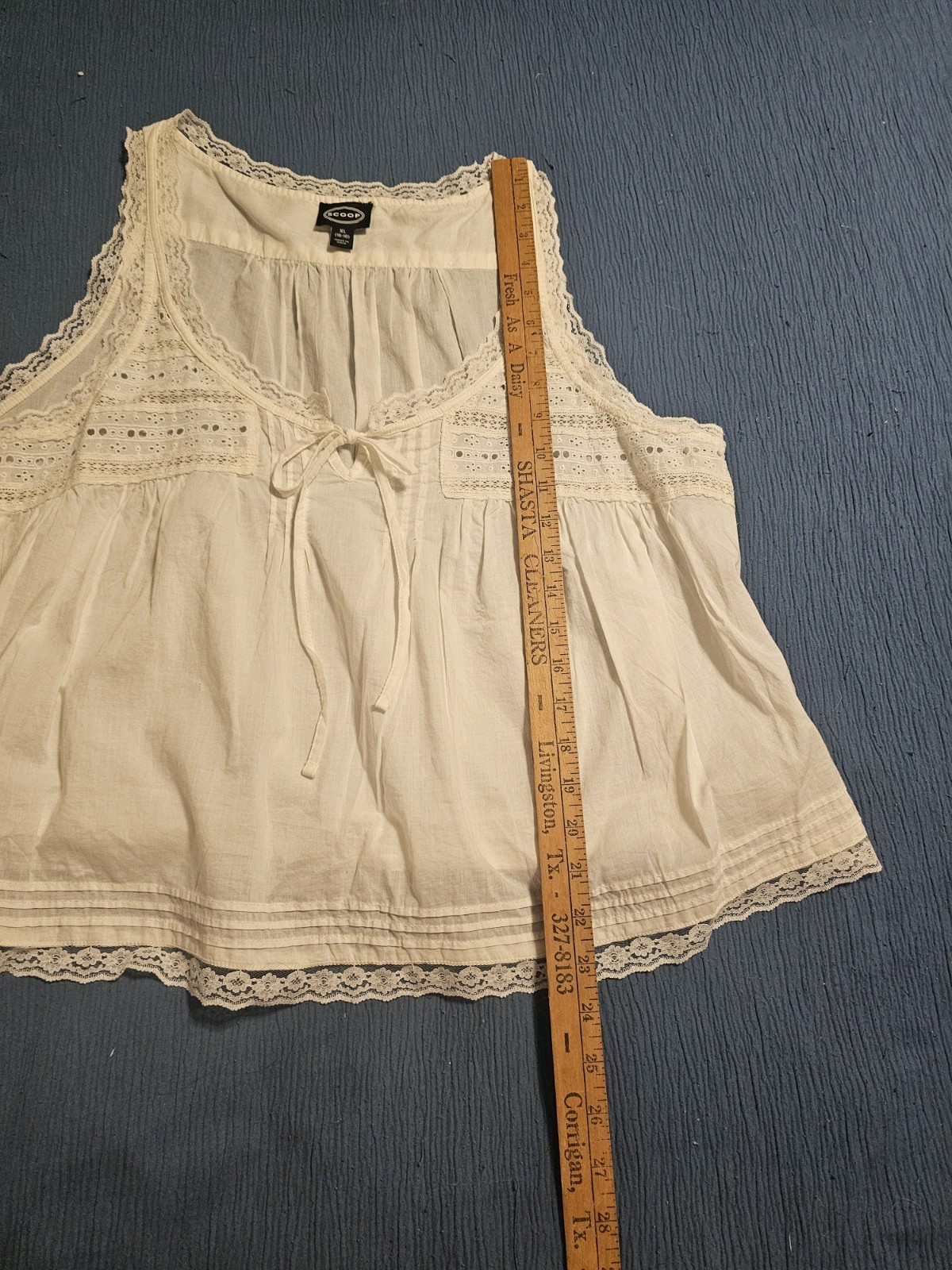 Scoop Lace Tank Top XL(16-18) color winter white Sleeveless Round Neck NWT