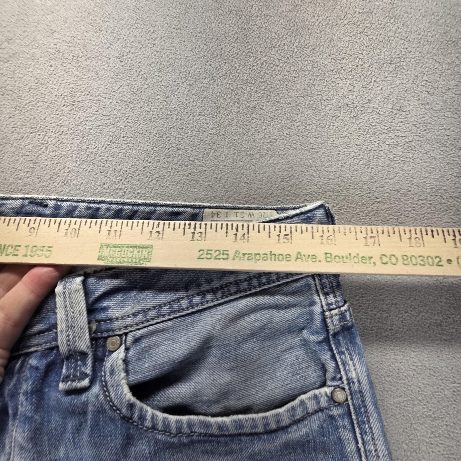 Diesel Jeans Mens 31×34 Blue Larkee Straight Distressed Button Fly 008XR