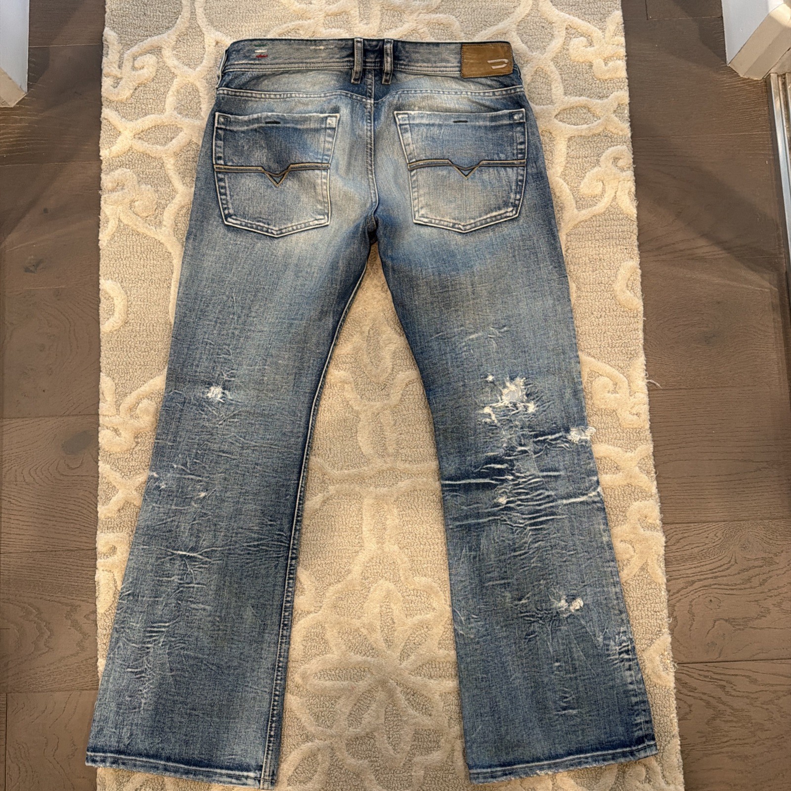 Diesel Zathan Jeans 0071J Men 32×30 Blue Bootcut Denim Distressed. Y2K 2007